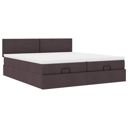 vidaXL Ottoman-Bett mit Matratzen & LEDs Dunkelbraun 180x200 cm Stoff