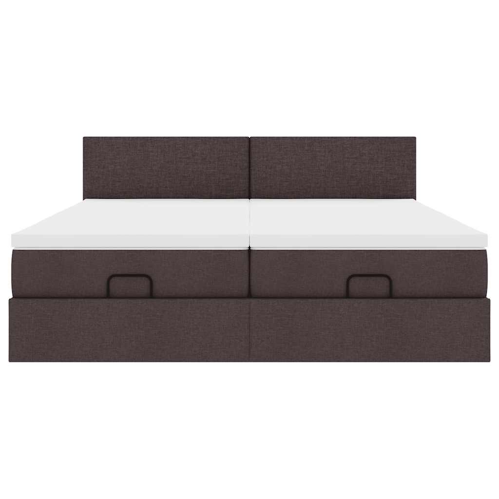 vidaXL Ottoman-Bett mit Matratzen & LEDs Dunkelbraun 180x200 cm Stoff