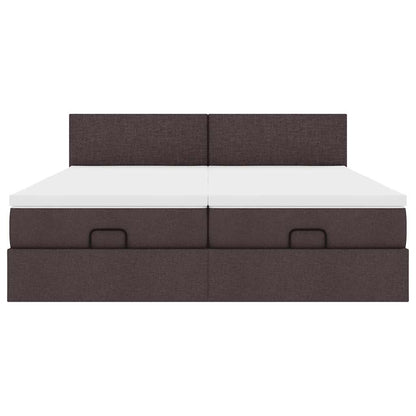vidaXL Ottoman-Bett mit Matratzen & LEDs Dunkelbraun 180x200 cm Stoff