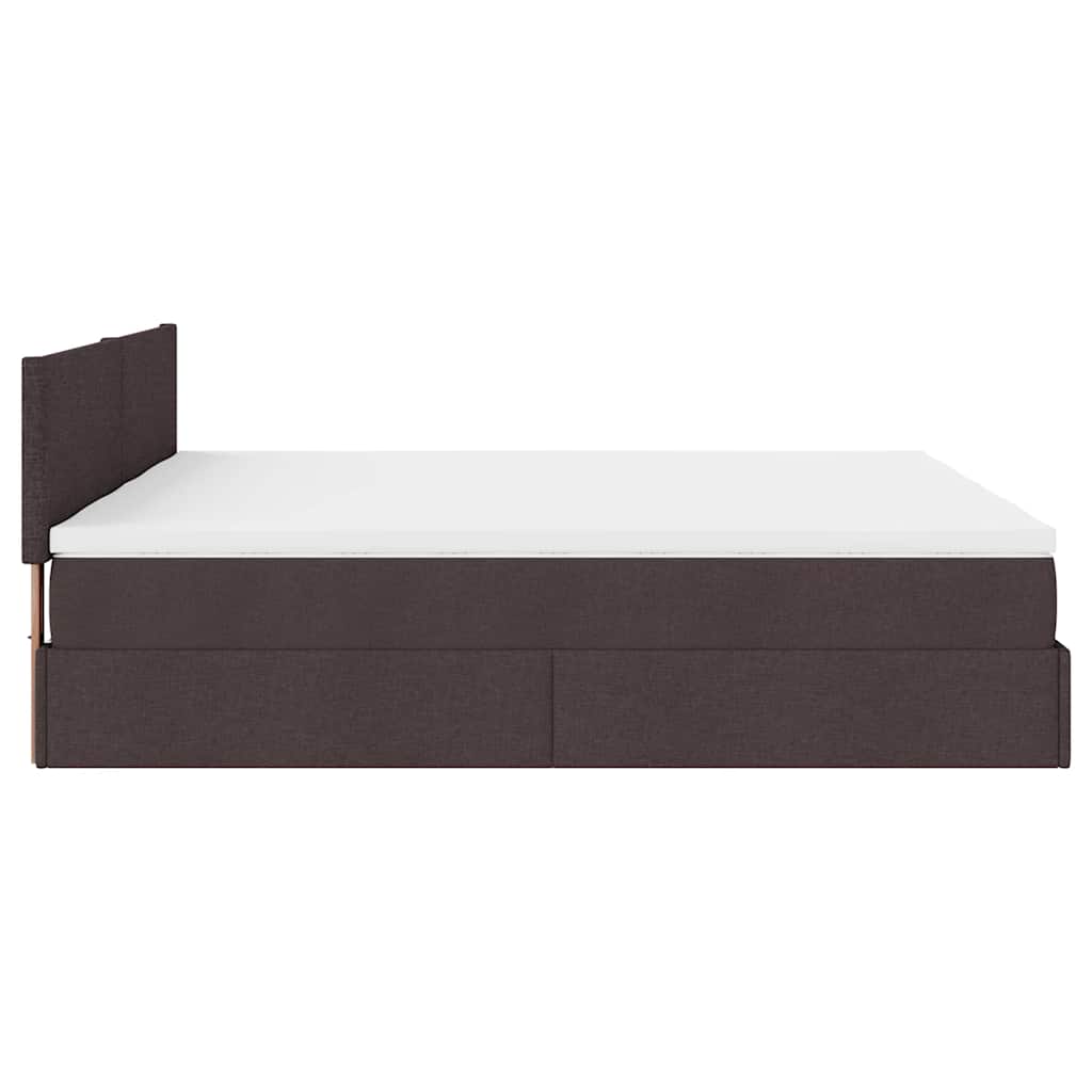 vidaXL Ottoman-Bett mit Matratzen & LEDs Dunkelbraun 180x200 cm Stoff