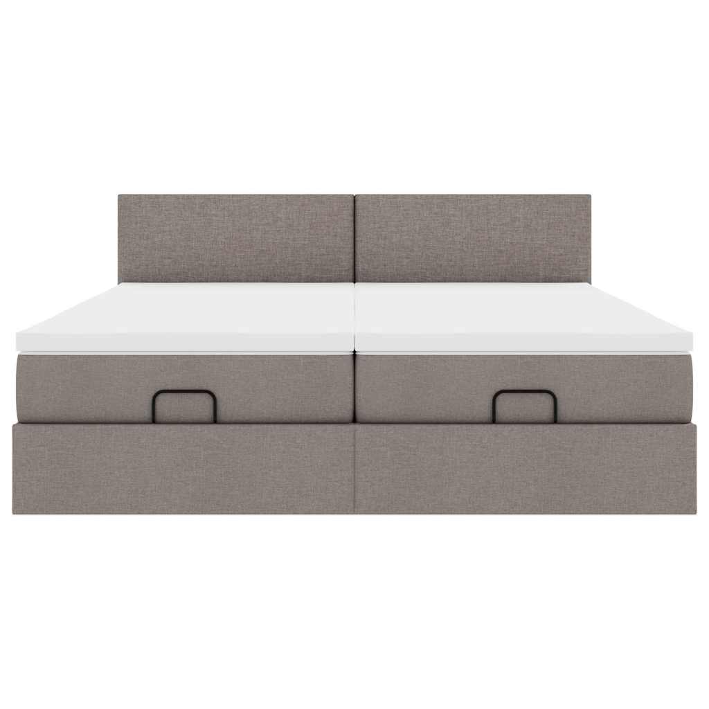 vidaXL Ottoman-Bett mit Matratzen & LEDs Taupe 180x200 cm Stoff