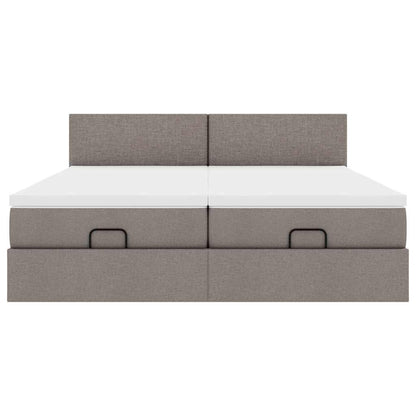vidaXL Ottoman-Bett mit Matratzen & LEDs Taupe 180x200 cm Stoff