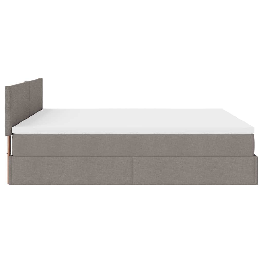 vidaXL Ottoman-Bett mit Matratzen & LEDs Taupe 180x200 cm Stoff