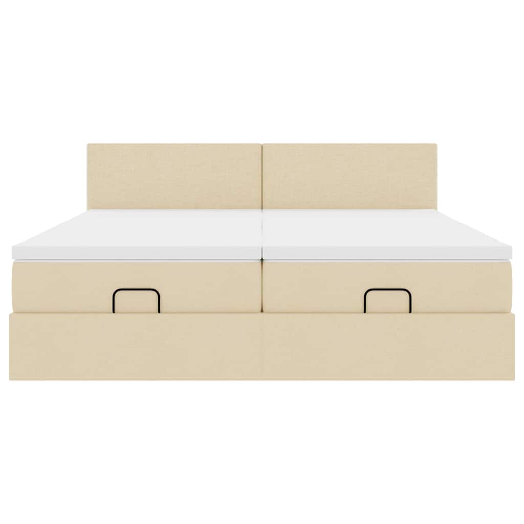 vidaXL Ottoman-Bett mit Matratzen & LEDs Creme 180x200 cm Stoff