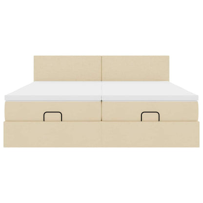 vidaXL Ottoman-Bett mit Matratzen & LEDs Creme 180x200 cm Stoff