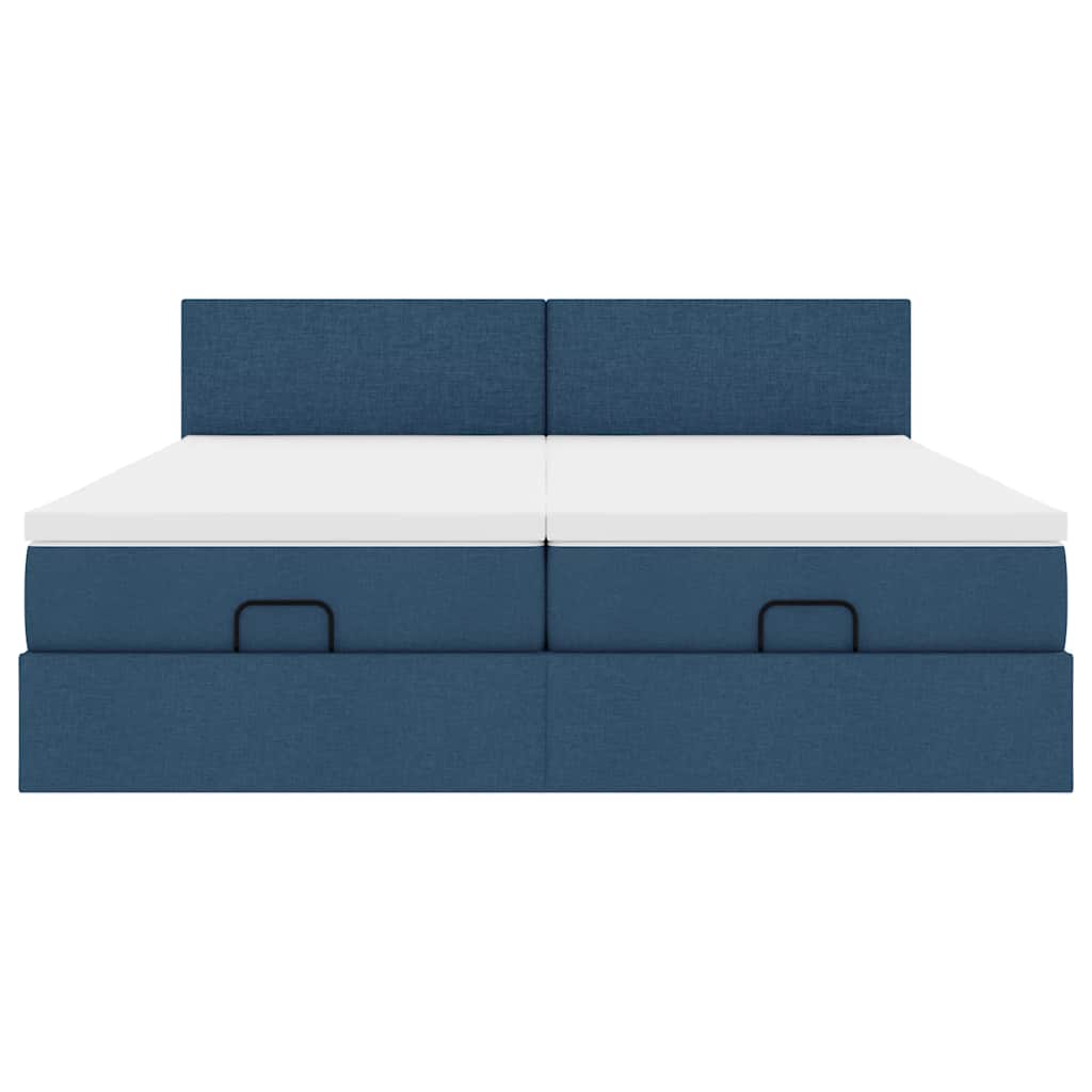 vidaXL Ottoman-Bett mit Matratzen & LEDs Blau 180x200 cm Stoff