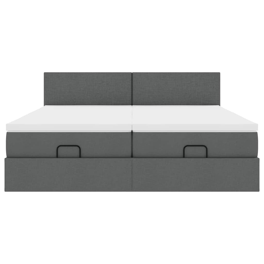 vidaXL Ottoman-Bett mit Matratzen & LEDs Dunkelgrau 200x200 cm Stoff