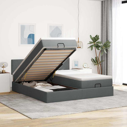 vidaXL Ottoman-Bett mit Matratzen & LEDs Dunkelgrau 200x200 cm Stoff