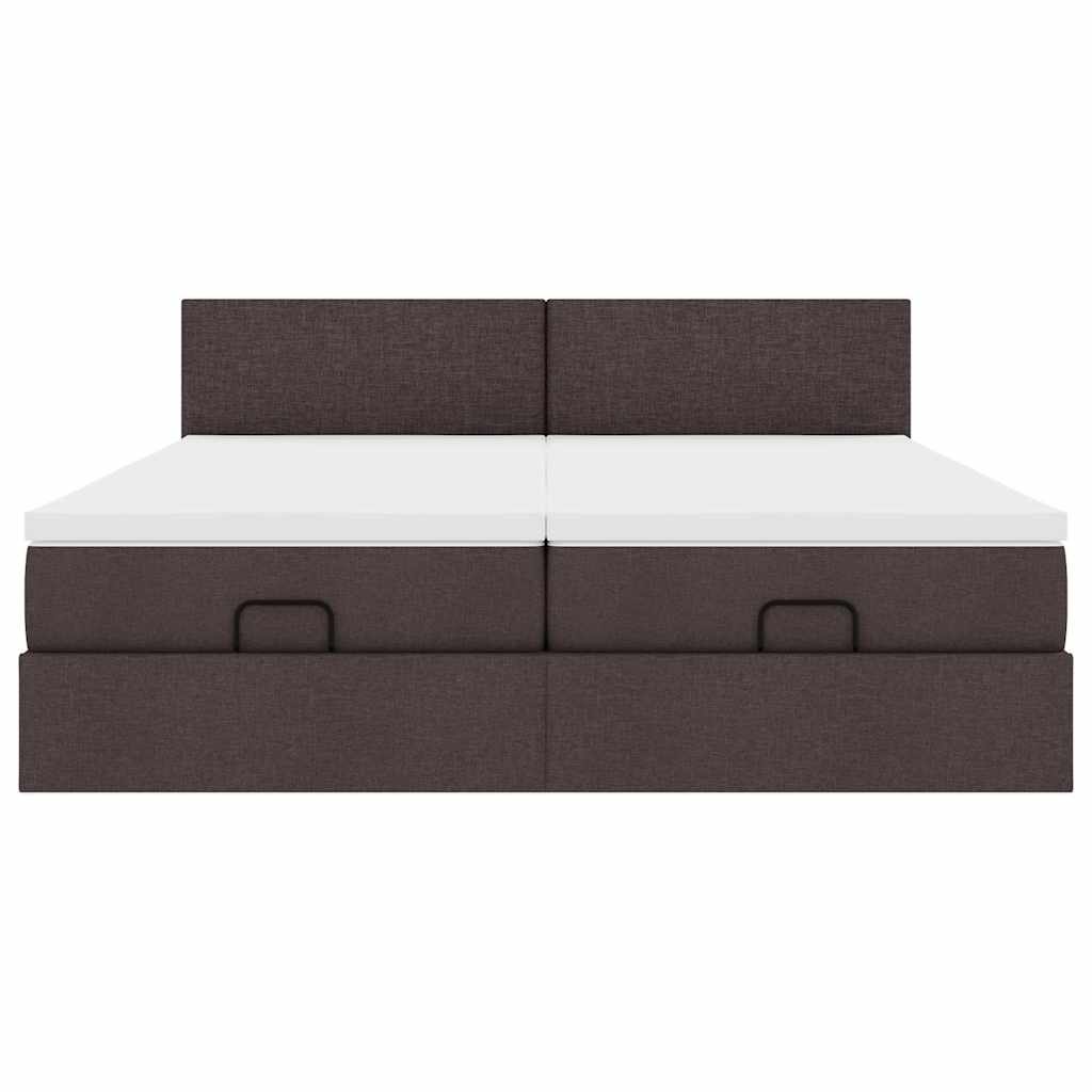 vidaXL Ottoman-Bett mit Matratzen & LEDs Dunkelbraun 200x200 cm Stoff