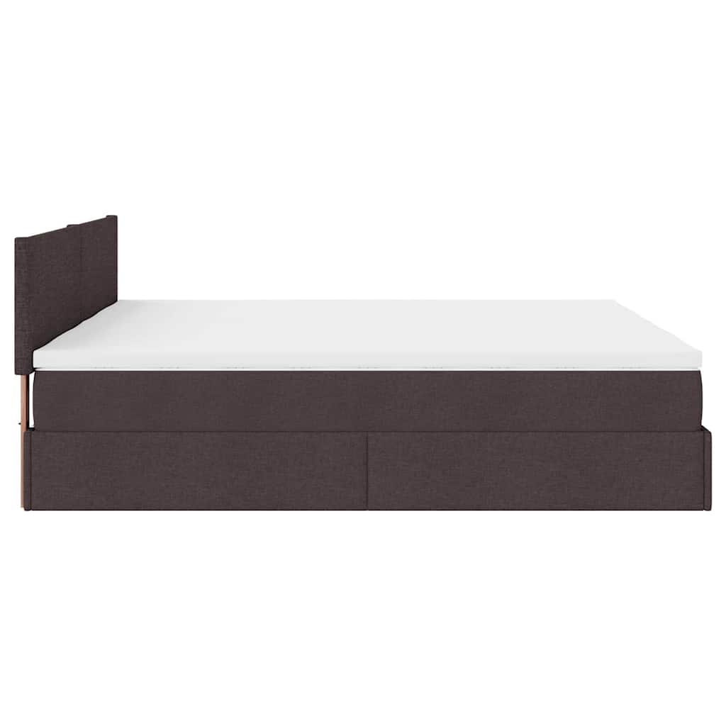 vidaXL Ottoman-Bett mit Matratzen & LEDs Dunkelbraun 200x200 cm Stoff