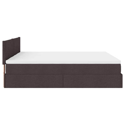 vidaXL Ottoman-Bett mit Matratzen & LEDs Dunkelbraun 200x200 cm Stoff