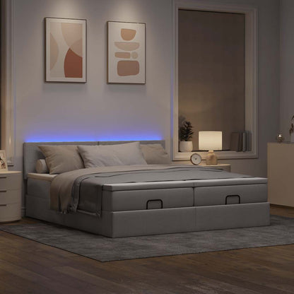 vidaXL Ottoman-Bett mit Matratzen & LEDs Taupe 200x200 cm Stoff