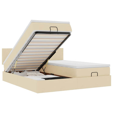 vidaXL Lit ottoman avec matelas et LED Crème 200x200 cm Tissu