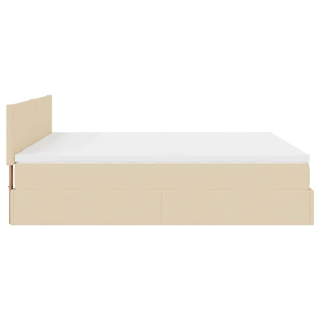 Ottoman-Bett mit Matratzen & LEDs Creme 200x200 cm Stoff