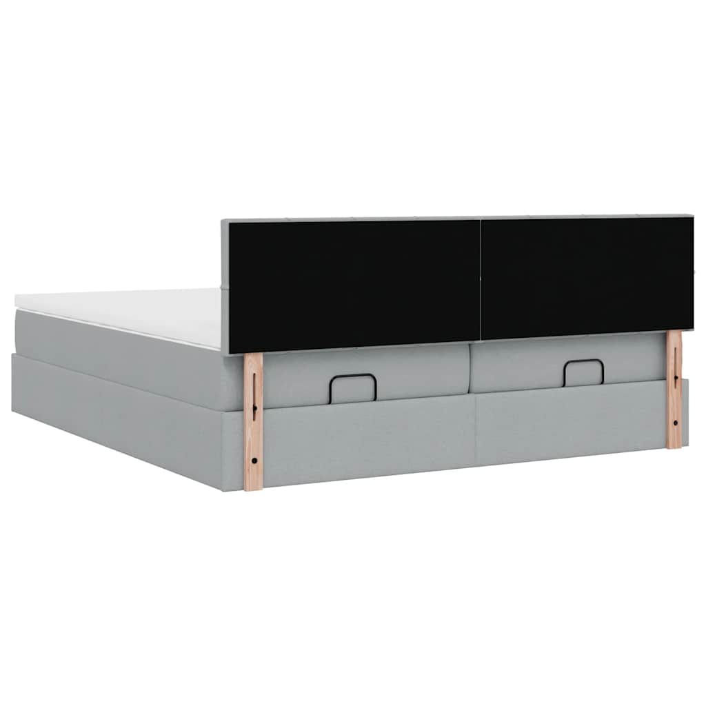 vidaXL Ottoman-Bett mit Matratzen & LEDs Hellgrau 160x200 cm Stoff