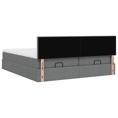 vidaXL Ottoman-Bett mit Matratzen & LEDs Dunkelgrau 160x200 cm Stoff