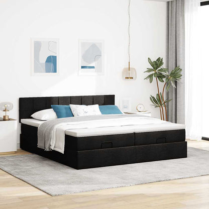 vidaXL Ottoman-Bett mit Matratzen & LEDs Schwarz 160x200 cm Stoff