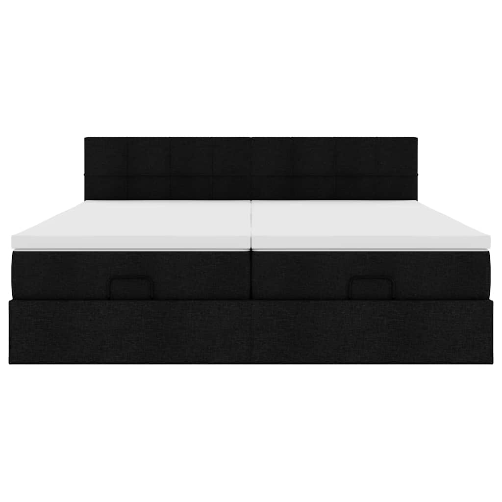 vidaXL Ottoman-Bett mit Matratzen & LEDs Schwarz 160x200 cm Stoff