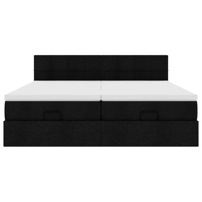 vidaXL Ottoman-Bett mit Matratzen & LEDs Schwarz 160x200 cm Stoff