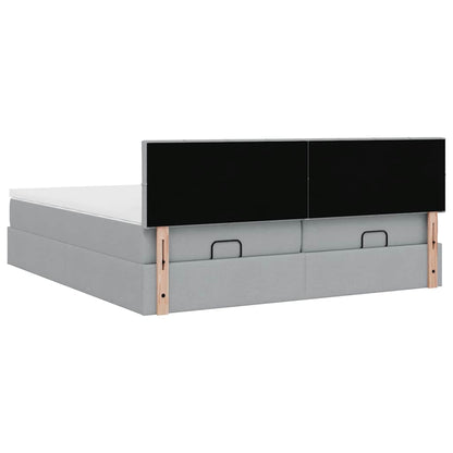 vidaXL Ottoman-Bett mit Matratzen & LEDs Hellgrau 180x200 cm Stoff