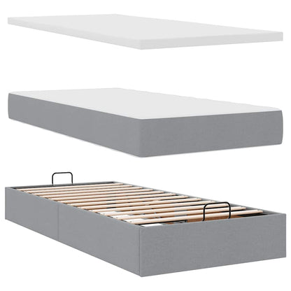 vidaXL Ottoman-Bett mit Matratzen & LEDs Hellgrau 180x200 cm Stoff