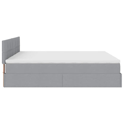 vidaXL Ottoman-Bett mit Matratzen & LEDs Hellgrau 180x200 cm Stoff