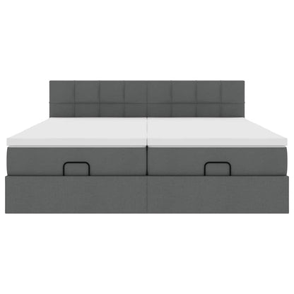 Ottoman-Bett mit Matratzen & LEDs Dunkelgrau 180x200 cm Stoff