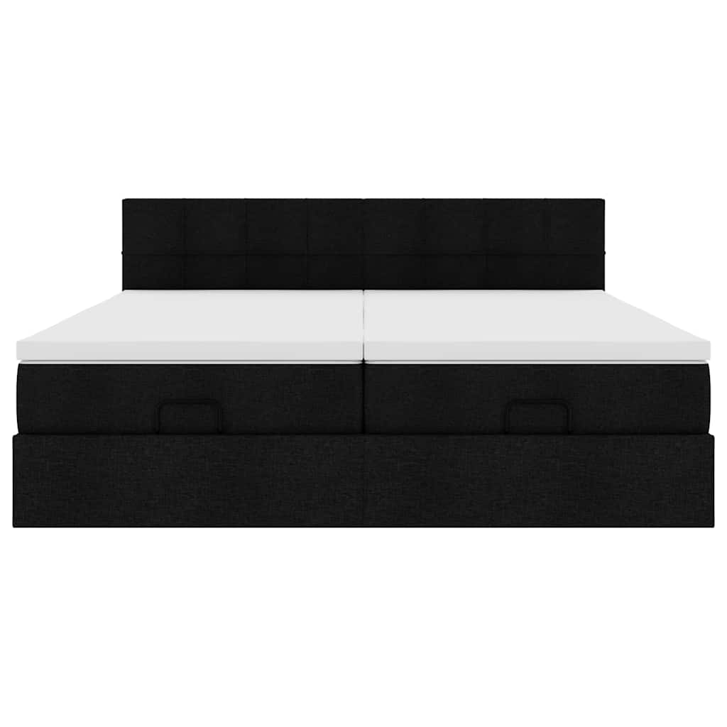 Ottoman-Bett mit Matratzen & LEDs Schwarz 180x200 cm Stoff