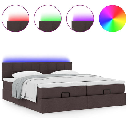vidaXL Ottoman-Bett mit Matratzen & LEDs Dunkelbraun 180x200 cm Stoff