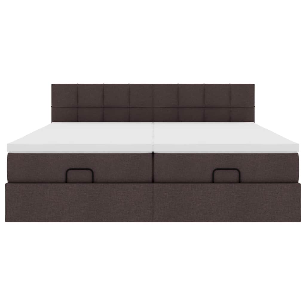 vidaXL Ottoman-Bett mit Matratzen & LEDs Dunkelbraun 180x200 cm Stoff