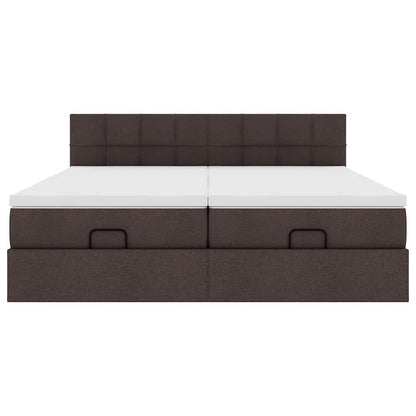 vidaXL Ottoman-Bett mit Matratzen & LEDs Dunkelbraun 180x200 cm Stoff