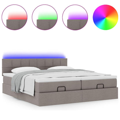 vidaXL Ottoman-Bett mit Matratzen & LEDs Taupe 180x200 cm Stoff