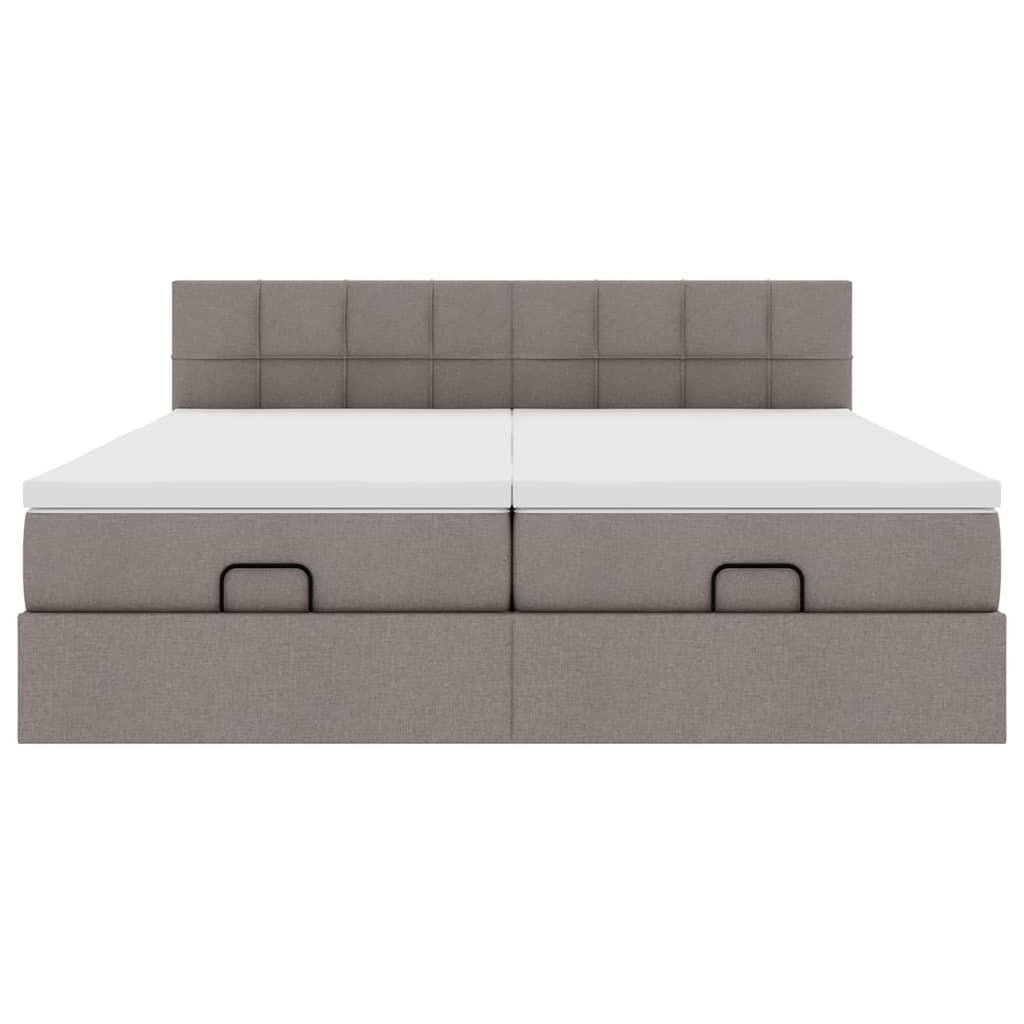 vidaXL Ottoman-Bett mit Matratzen & LEDs Taupe 180x200 cm Stoff