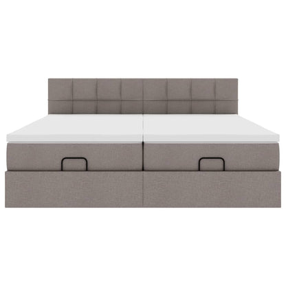 vidaXL Ottoman-Bett mit Matratzen & LEDs Taupe 180x200 cm Stoff