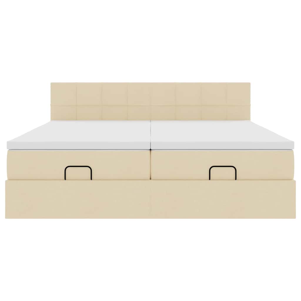 vidaXL Ottoman-Bett mit Matratzen & LEDs Creme 180x200 cm Stoff