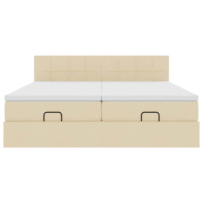 vidaXL Ottoman-Bett mit Matratzen & LEDs Creme 180x200 cm Stoff