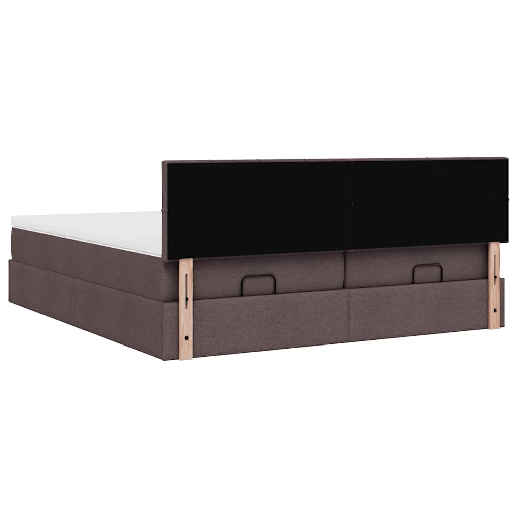 vidaXL Ottoman-Bett mit Matratzen & LEDs Dunkelbraun 200x200 cm Stoff