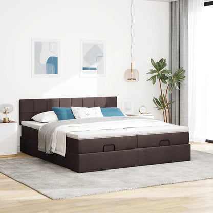 vidaXL Ottoman-Bett mit Matratzen & LEDs Dunkelbraun 200x200 cm Stoff