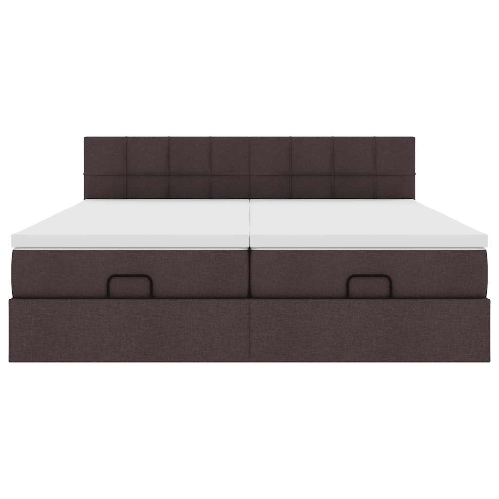 vidaXL Ottoman-Bett mit Matratzen & LEDs Dunkelbraun 200x200 cm Stoff
