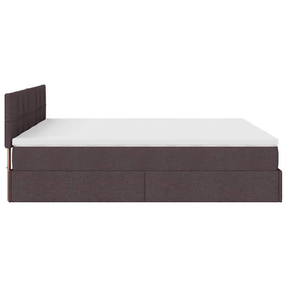 vidaXL Ottoman-Bett mit Matratzen & LEDs Dunkelbraun 200x200 cm Stoff