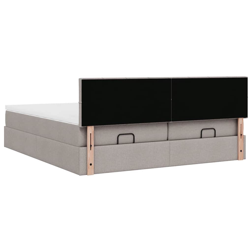 vidaXL Ottoman-Bett mit Matratzen & LEDs Taupe 200x200 cm Stoff