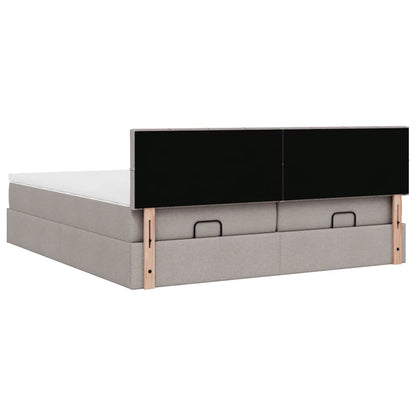 vidaXL Ottoman-Bett mit Matratzen & LEDs Taupe 200x200 cm Stoff