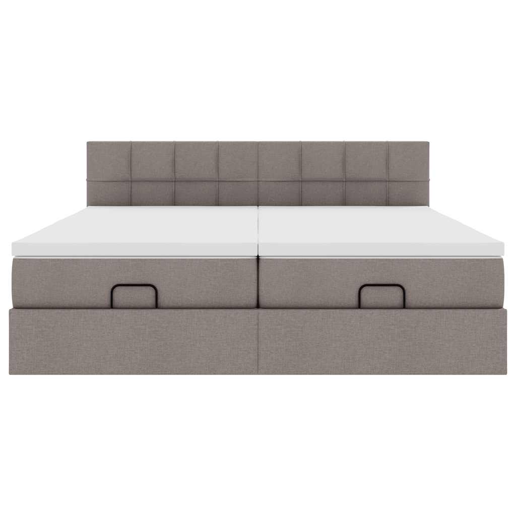 vidaXL Ottoman-Bett mit Matratzen & LEDs Taupe 200x200 cm Stoff
