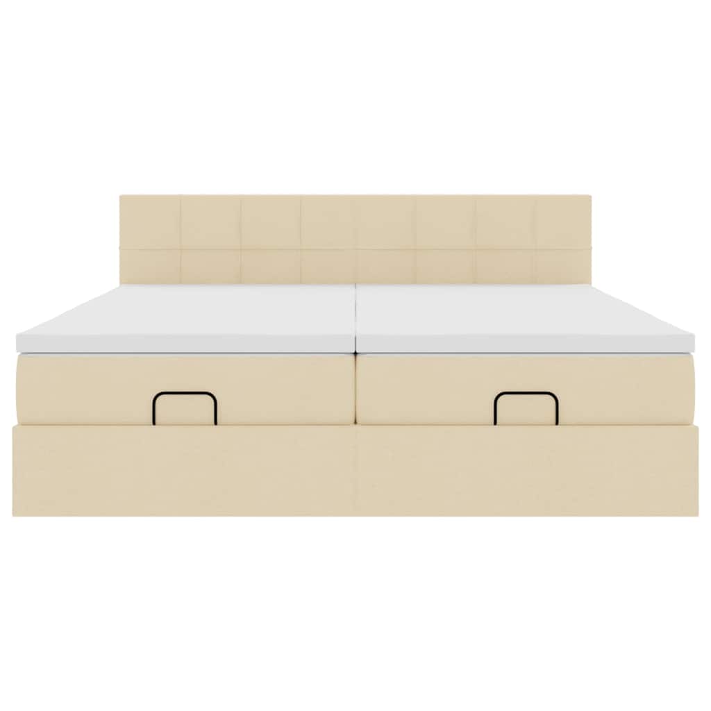 vidaXL Lit ottoman avec matelas et LED Crème 200x200 cm Tissu