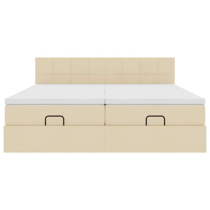 vidaXL Lit ottoman avec matelas et LED Crème 200x200 cm Tissu