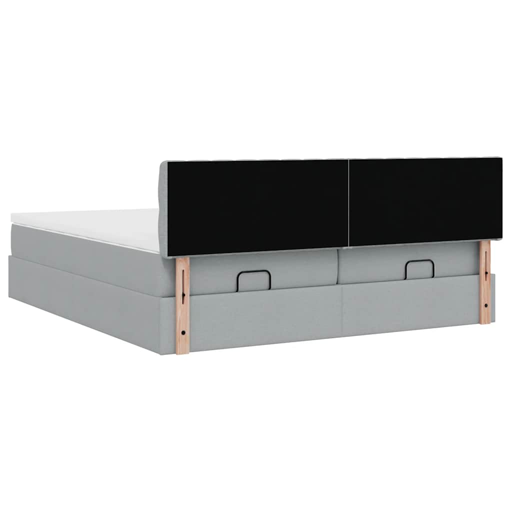 vidaXL Ottoman-Bett mit Matratzen & LEDs Hellgrau 160x200 cm Stoff