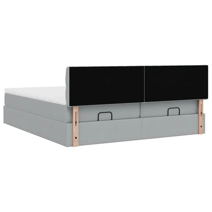 vidaXL Ottoman-Bett mit Matratzen & LEDs Hellgrau 160x200 cm Stoff