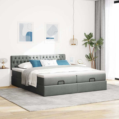 vidaXL Ottoman-Bett mit Matratzen & LEDs Dunkelgrau 160x200 cm Stoff