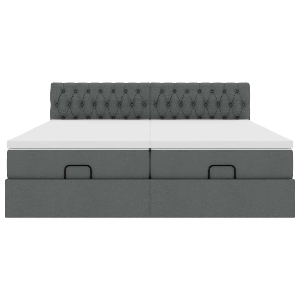 vidaXL Ottoman-Bett mit Matratzen & LEDs Dunkelgrau 160x200 cm Stoff