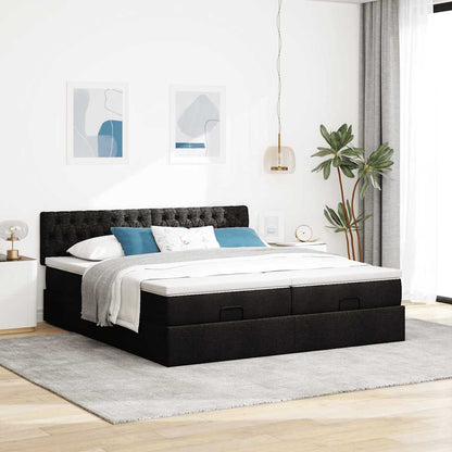 vidaXL Ottoman-Bett mit Matratzen & LEDs Schwarz 160x200 cm Stoff